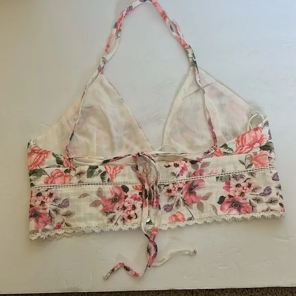 ZARA floral print HALTER CROP TOP NWT small and medium - Picture 5 of 16